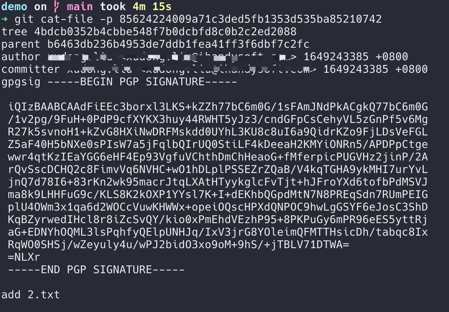Signed commit details