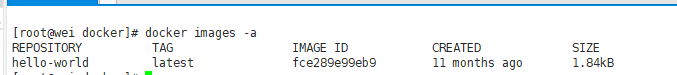 docker images -a