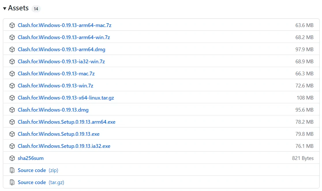 Example of multiple release files on GitHub