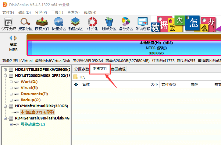Browse files on the inaccessible external drive