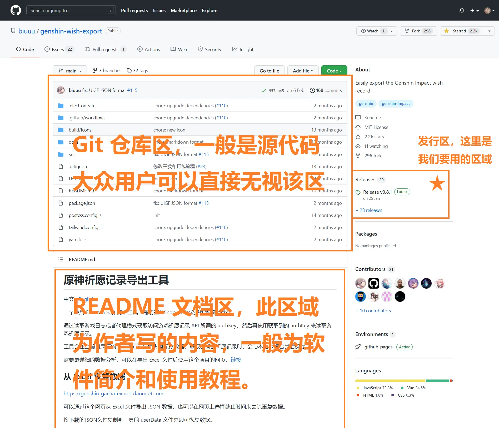 GitHub repository page showing the Releases area