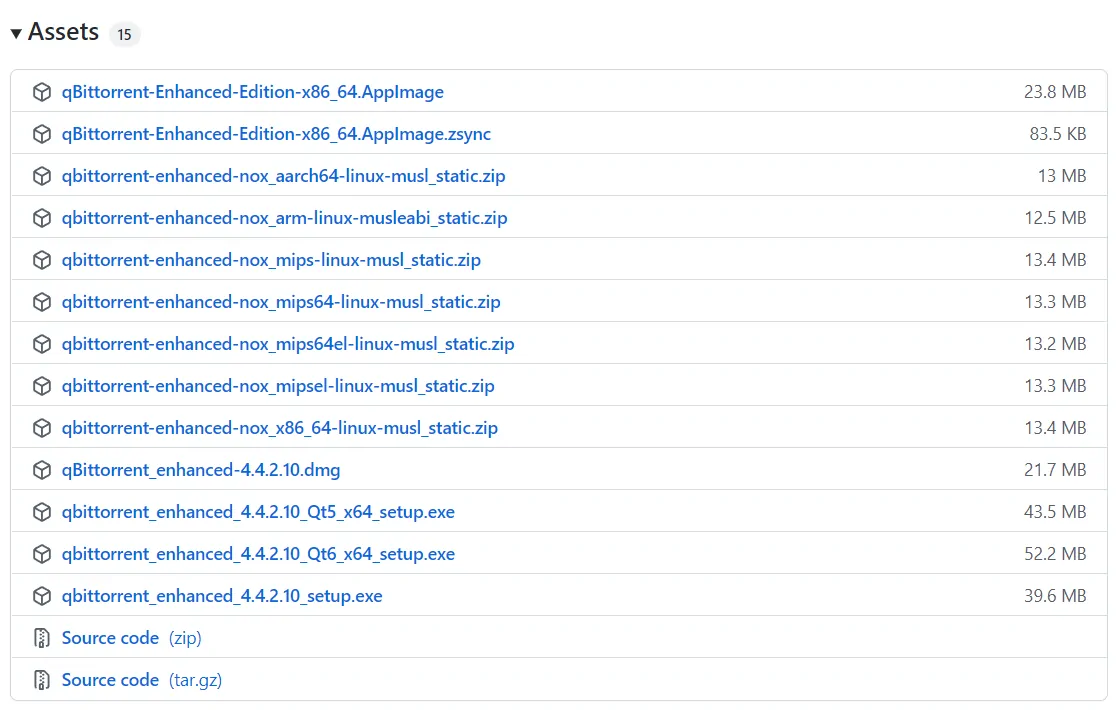 GitHub release assets with system and architecture names