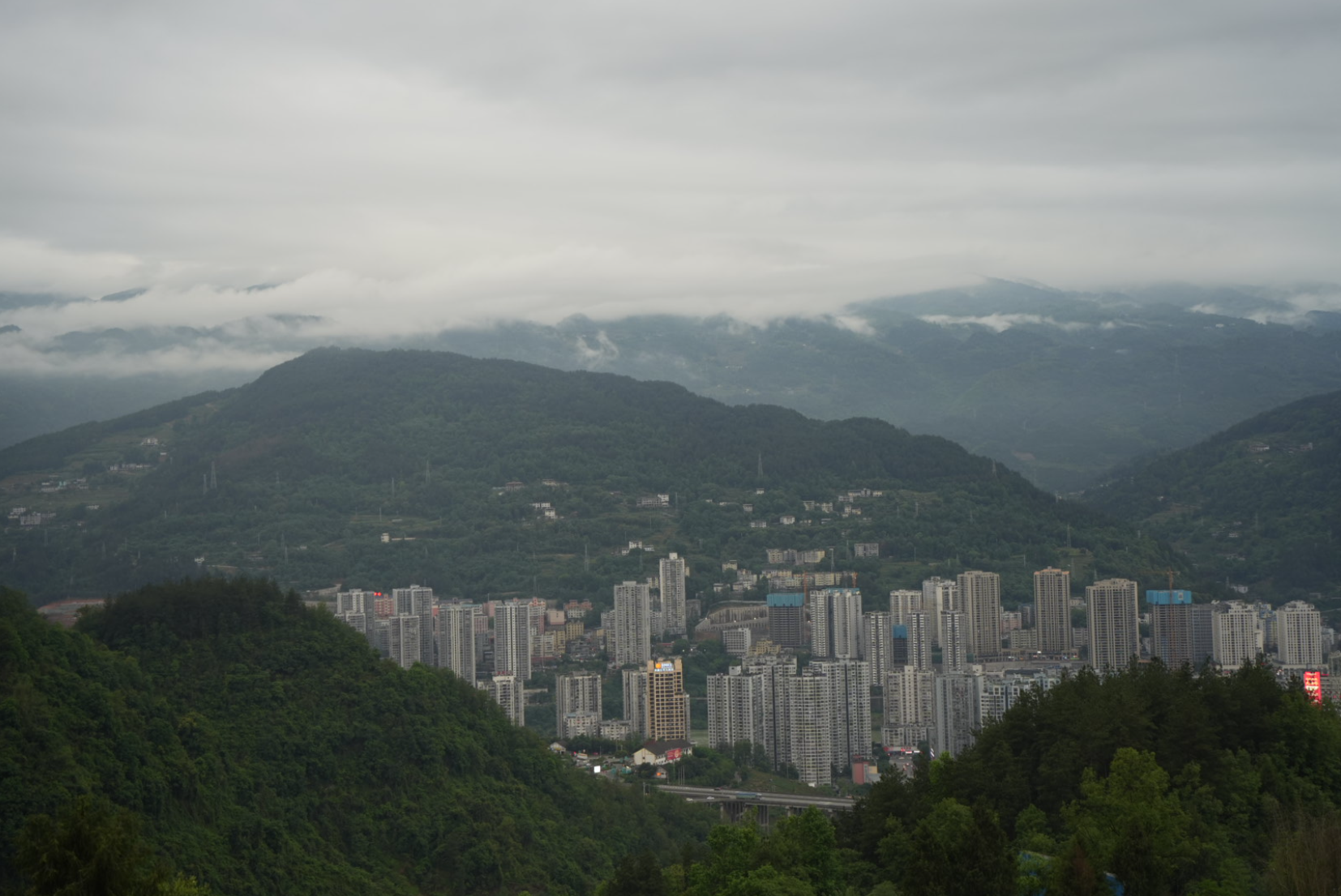 Wulong mountain roads and town view