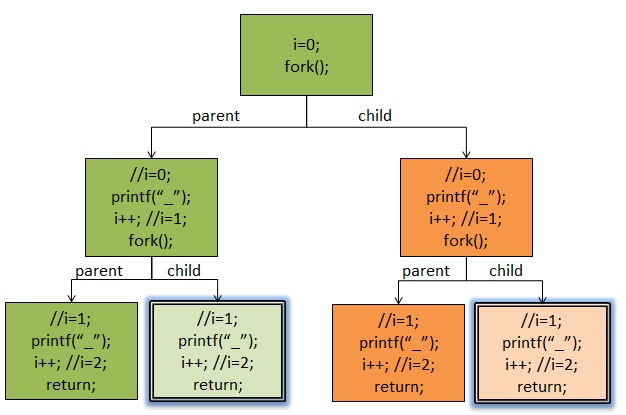fork程序执行图 fork execution flow