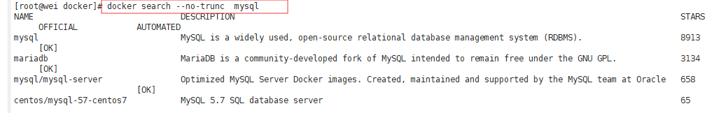 docker search --no-trunc